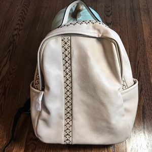 Handbag republic-vegan beige backpack metal decals